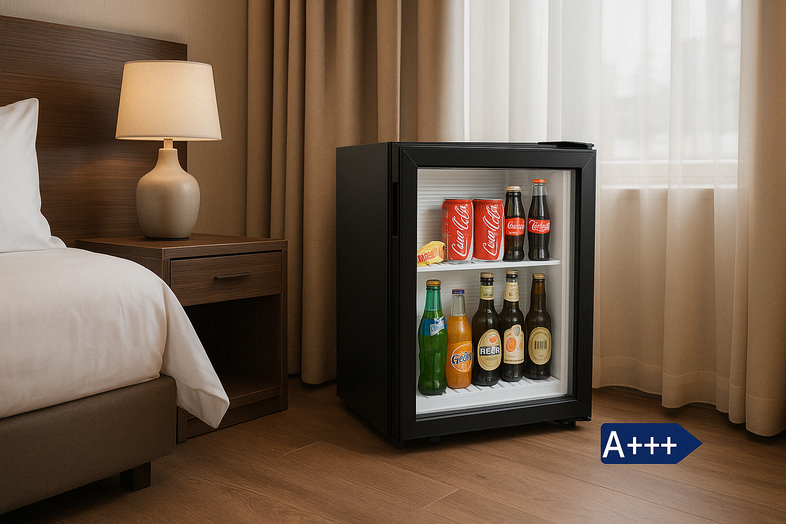 glass door minibar