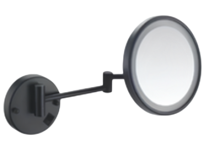 Hotel-Type LED Brass Makeup Mirror – Matte Black MRL1006S